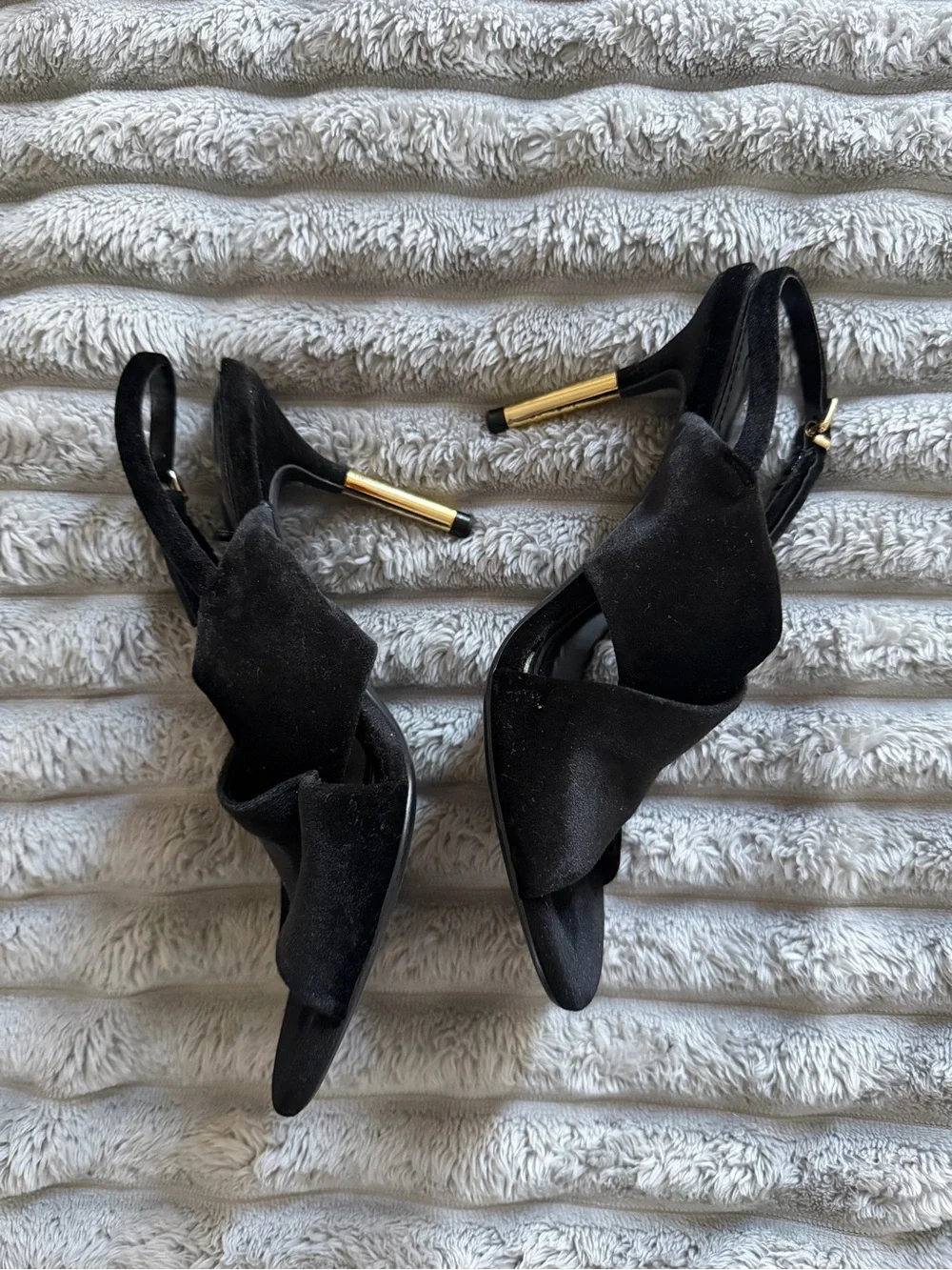 Zara Black Suede Crisscross Slingback Heels